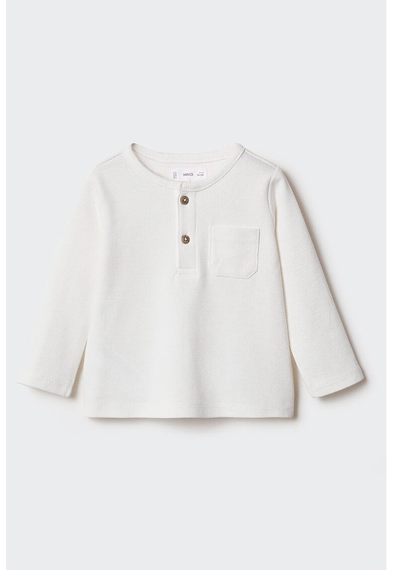 Bluza texturata cu buzunar pe piept Waffle