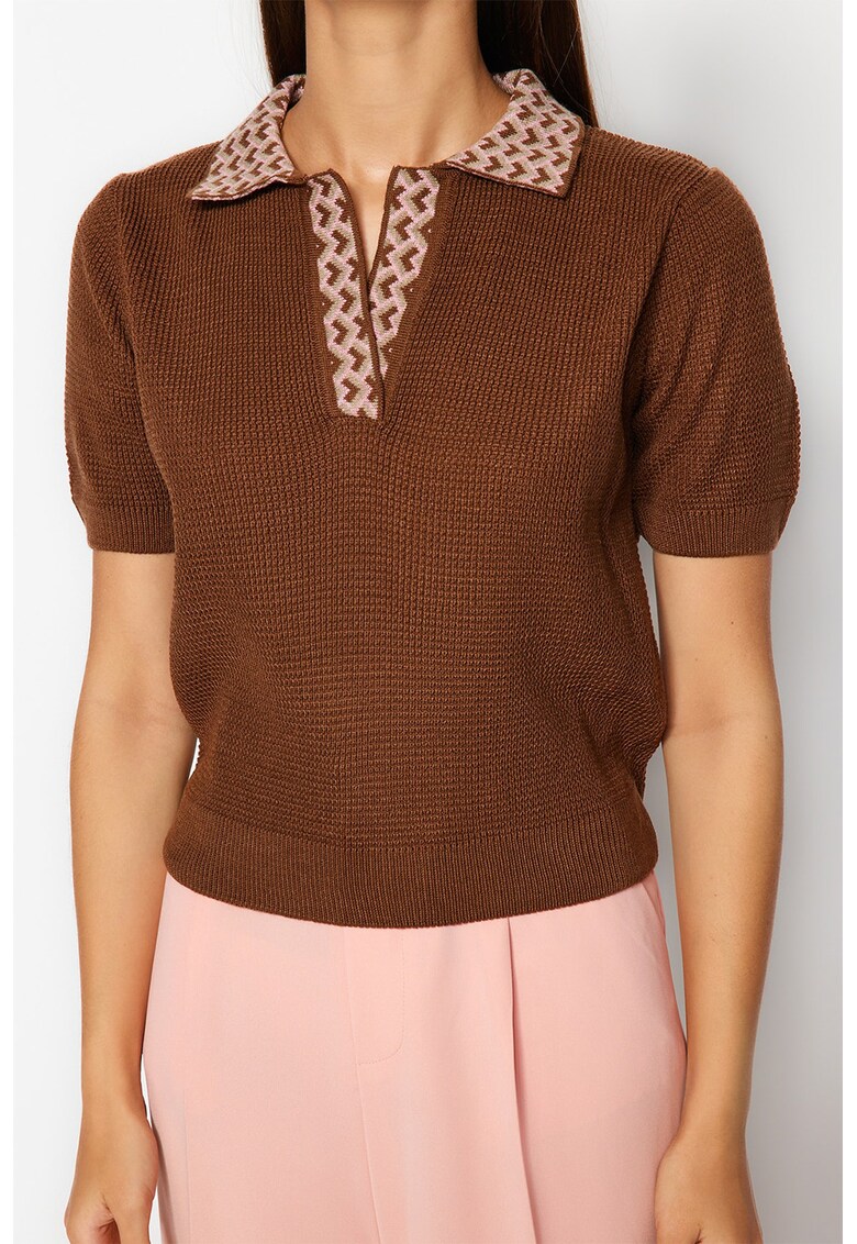 Bluza polo cu guler cu model