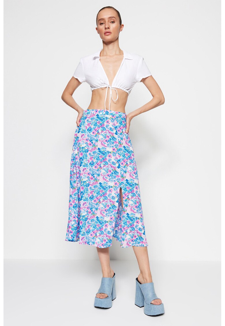 Fusta evazata cu model floral
