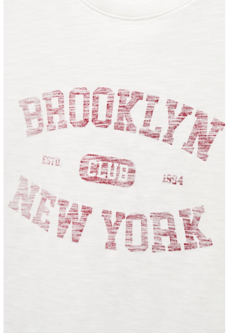 Tricou cu decolteu la baza gatului si imprimeu Brook