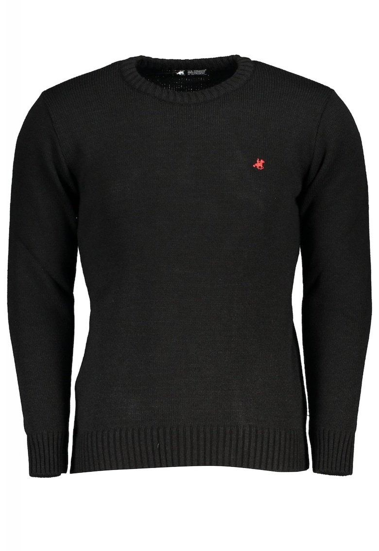 Pullover barbati cu guler rotund brodat si logo negru