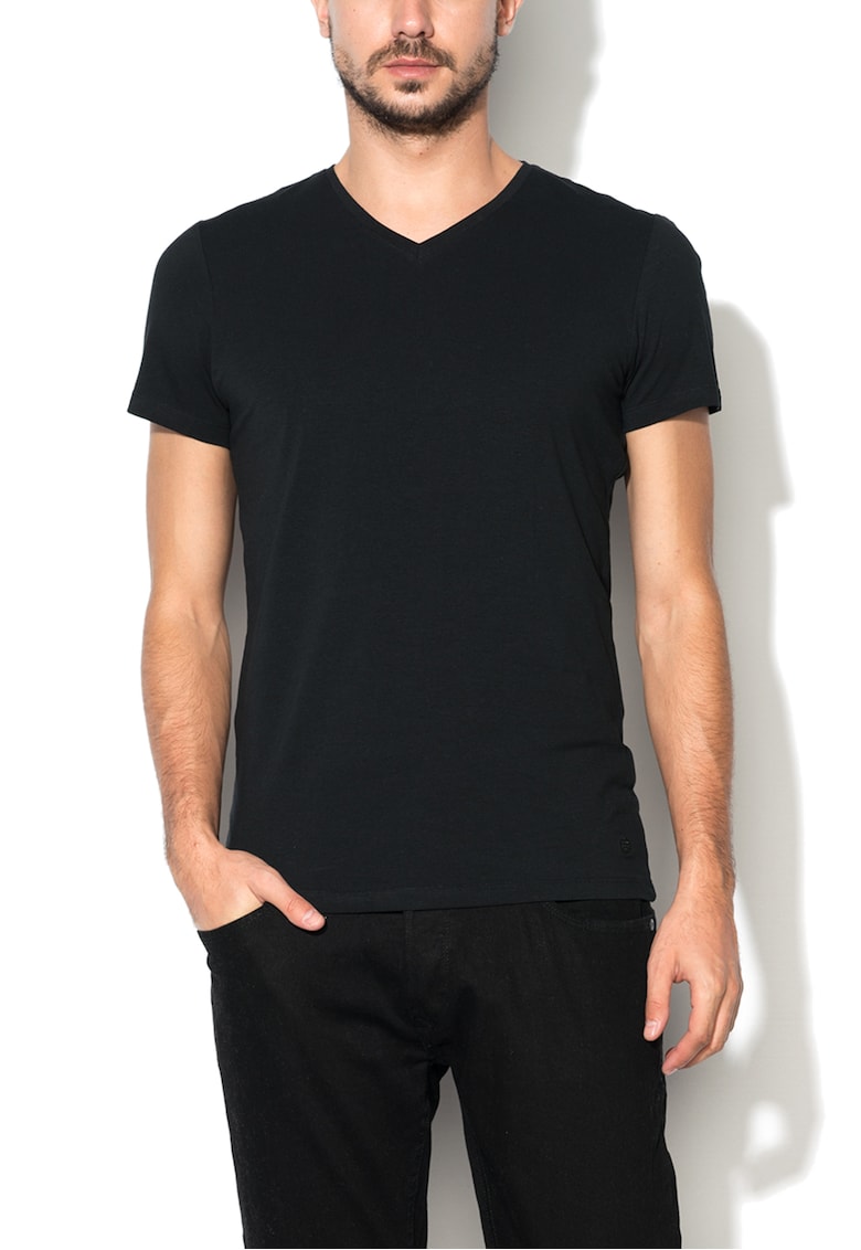 Set de tricouri negre cu decolteu in V - 2 piese Set de tricouri negre cu decolteu in V - 2 piese