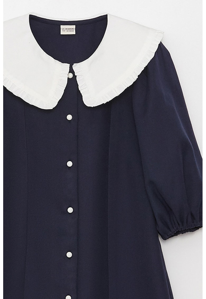 Rochie uni cu guler contrastant