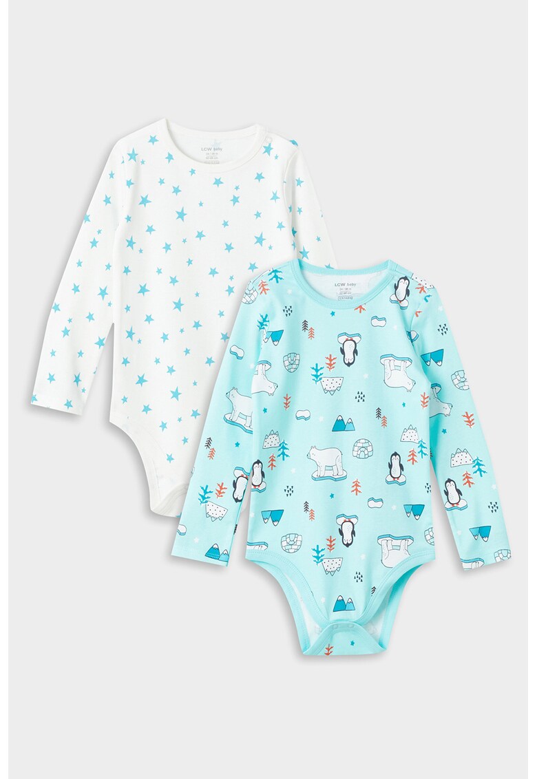 Set de body-uri de bumbac cu maneci lungi - 2 piese