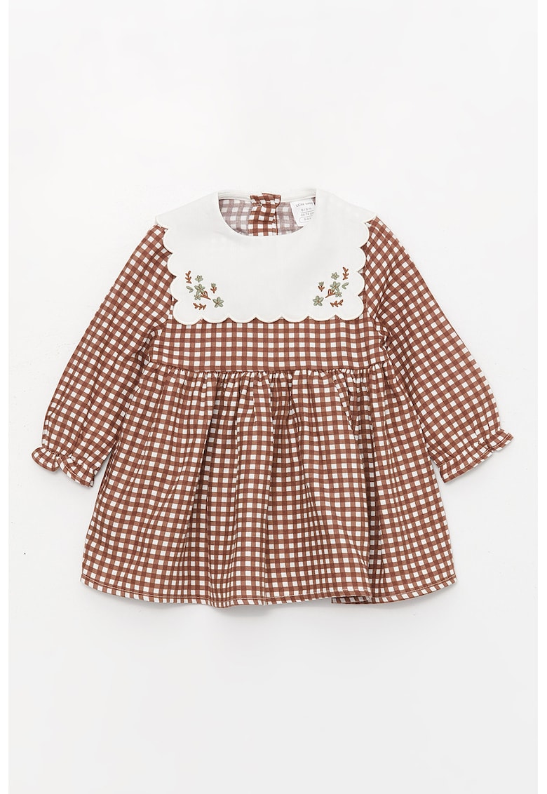 Rochie in carouri cu guler valurit
