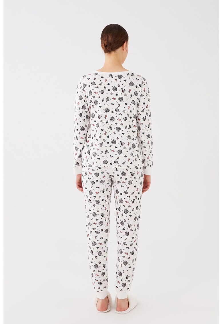Pijama lunga cu imprimeu grafic