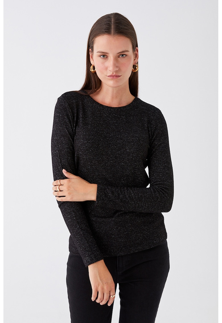 Bluza slim fit cu decolteu la baza gatului