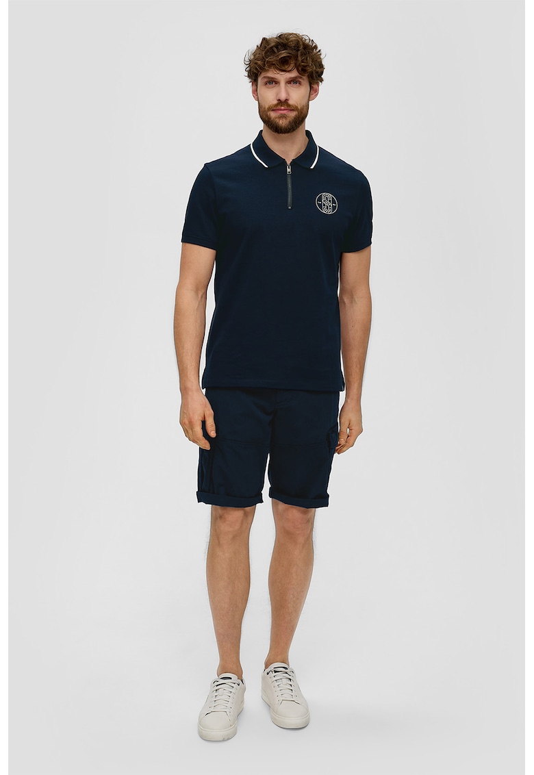 Tricou polo cu fenta cu fermoar