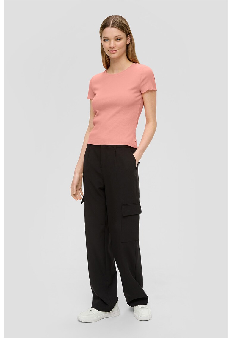 Tricou slim fit cu decolteu la baza gatului