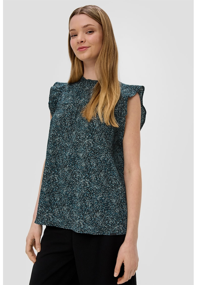 Bluza fara maneci cu imprimeu abstract