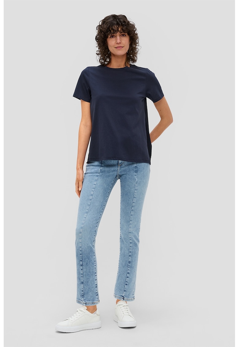 Tricou cu decolteu la baza gatului - uni - Bleumarin