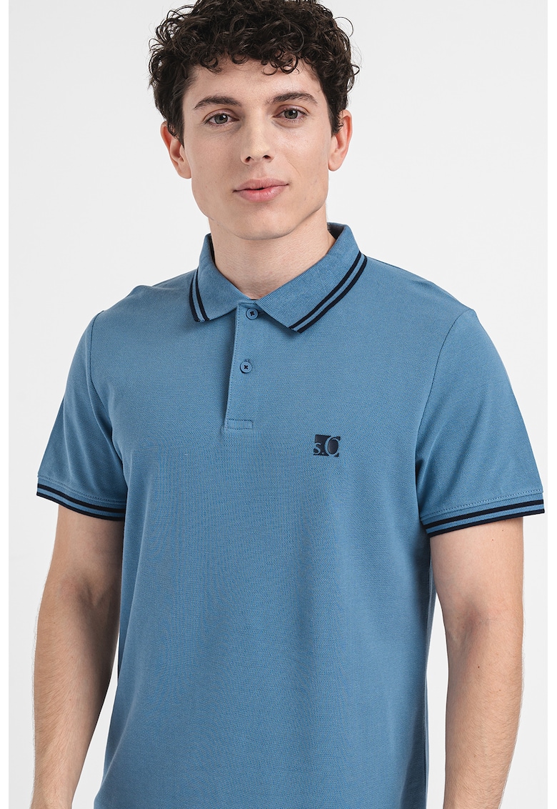 Tricou polo de bumbac cu fenta cu nasturi