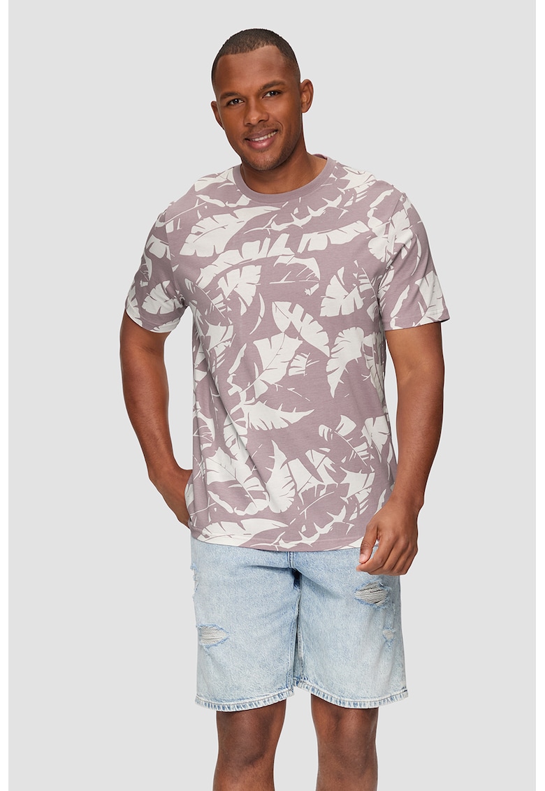 Tricou de bumbac cu imprimeu tropical Tricou de bumbac cu imprimeu tropical