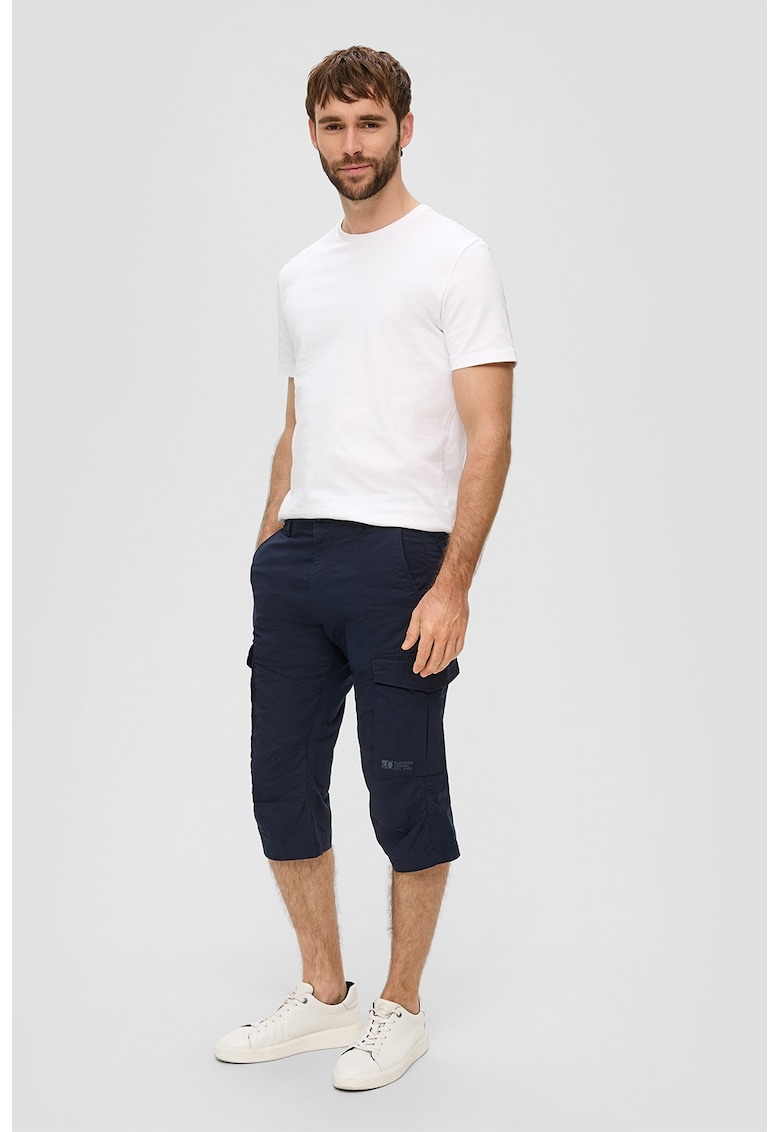 Pantaloni trei-sferturi de bumbac cu buzunare laterale cu clapa