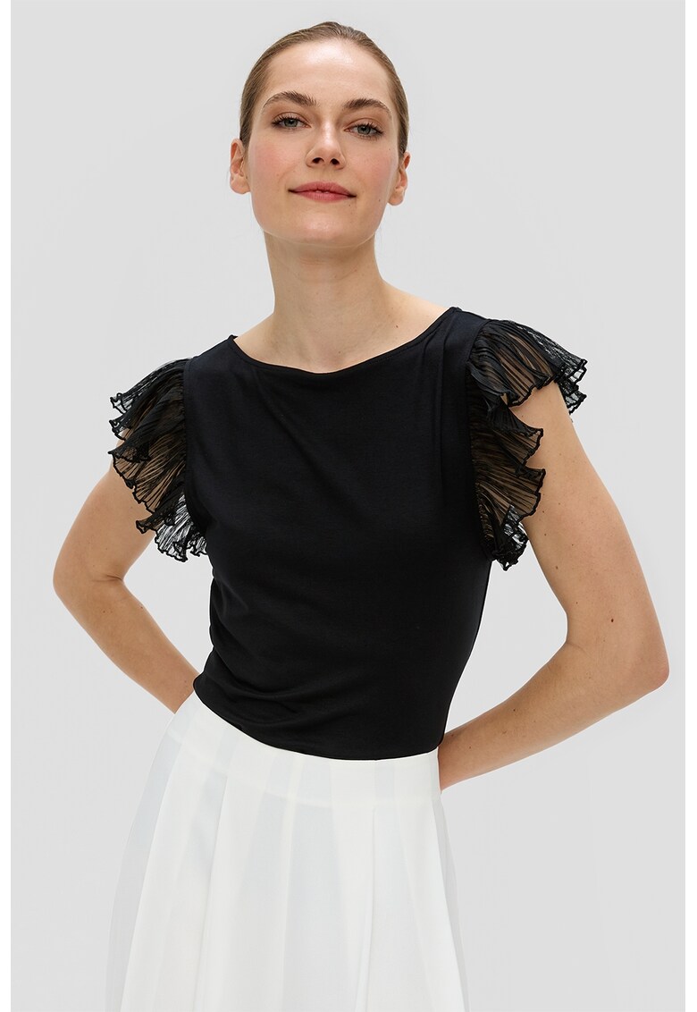 Bluza regular fit cu maneci cu volane
