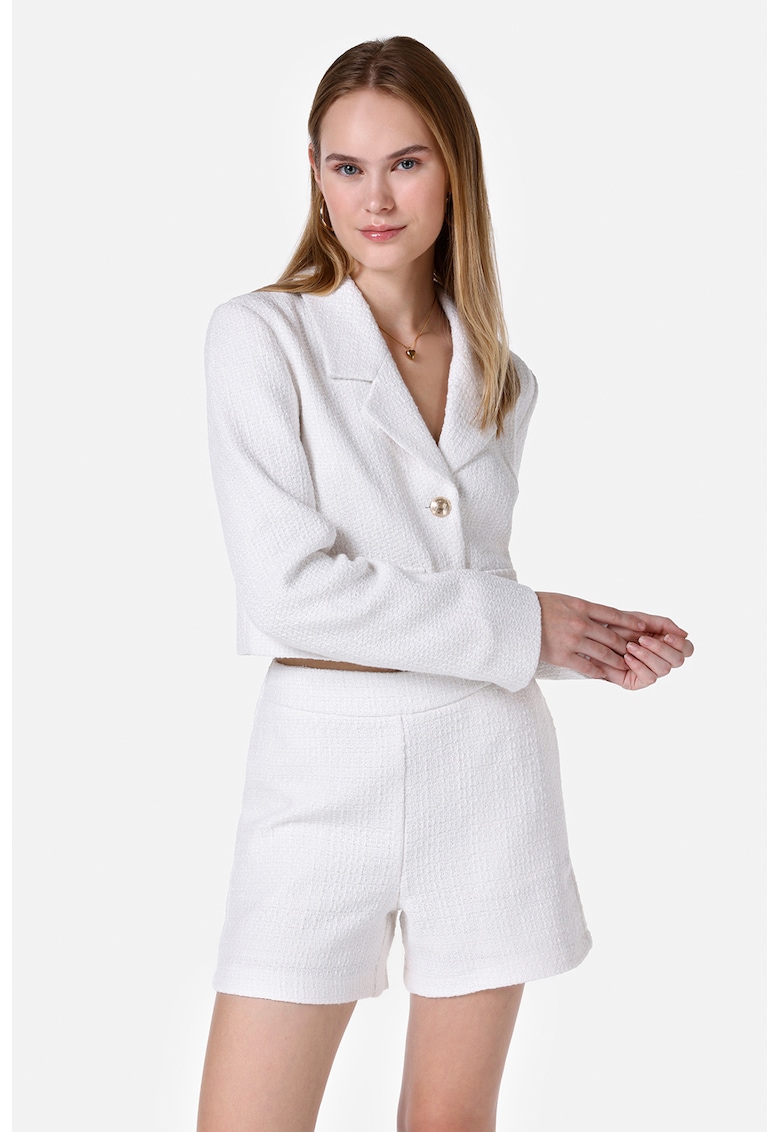 Sacou slim fit crop din tuid