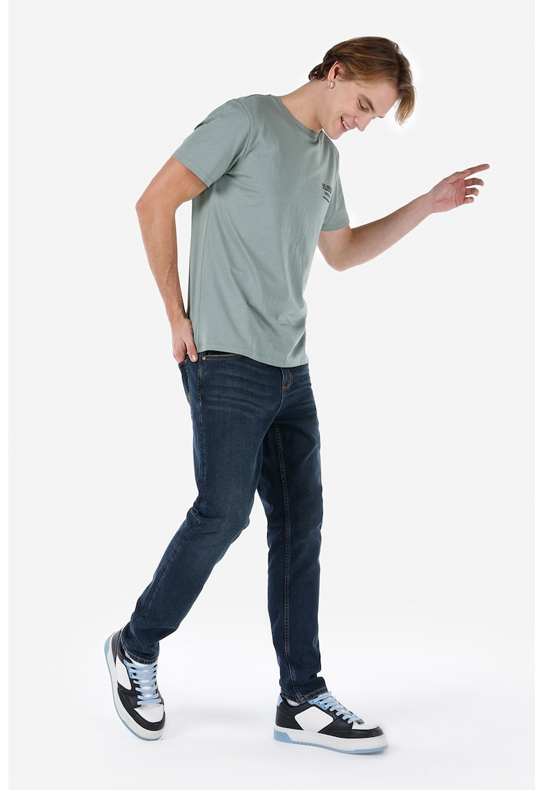Pantaloni cu croiala dreapta si aspect decolorat