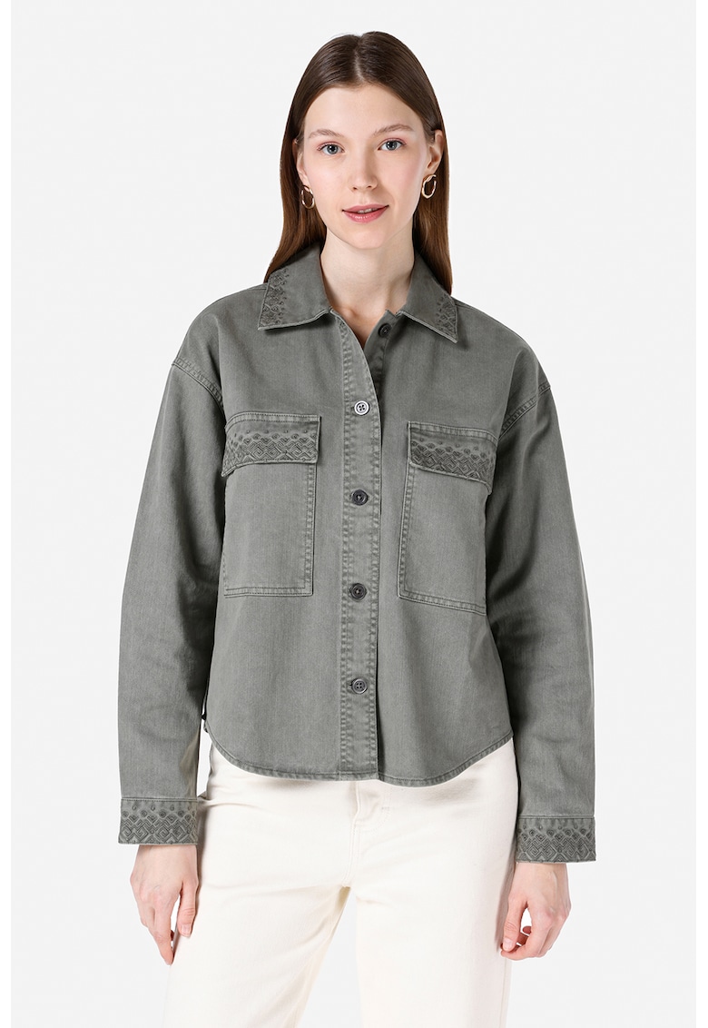 Camasa din denim cu buzunare pe piept