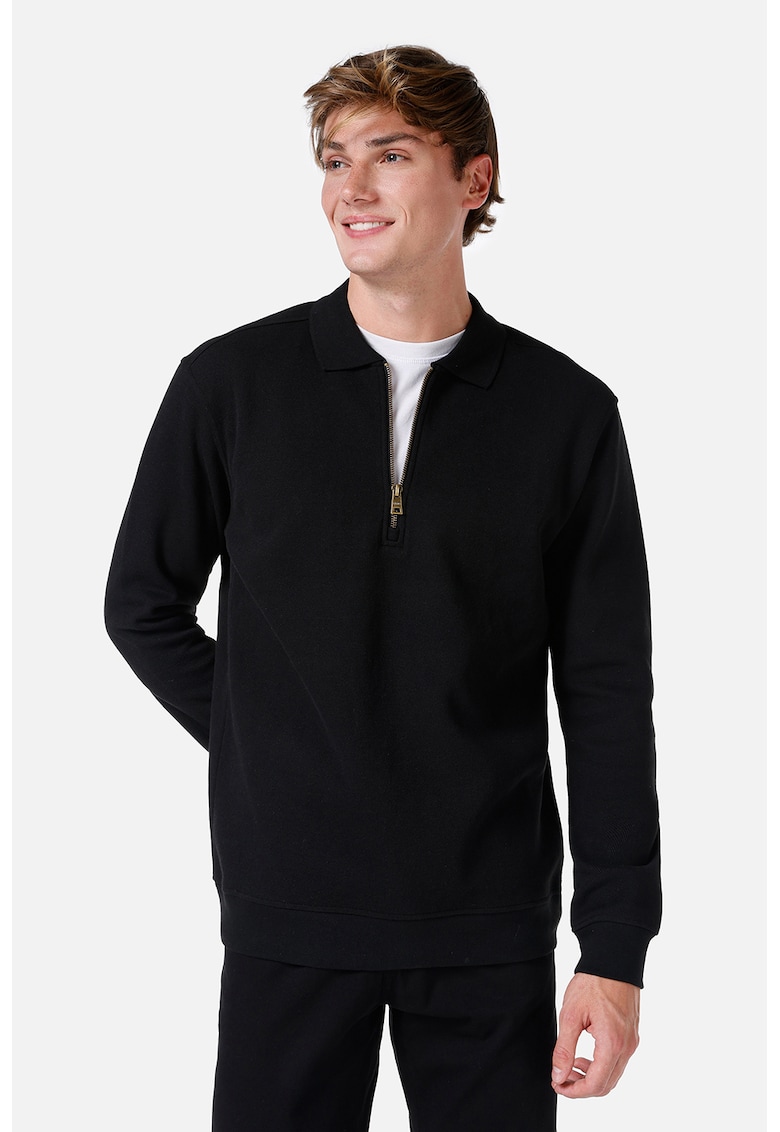 Bluza polo cu fenta cu fermoar