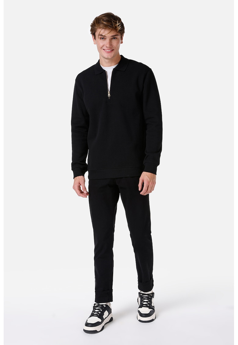 Bluza polo cu fenta cu fermoar
