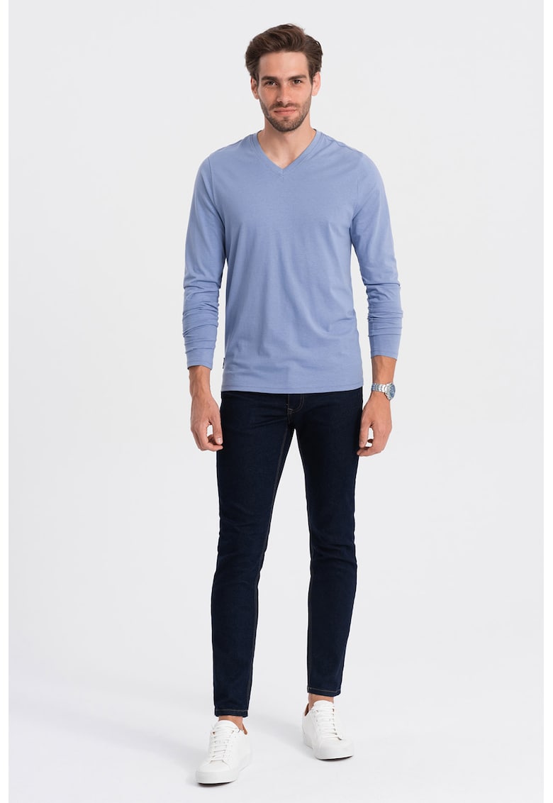 Bluza din bumbac cu decolteu in V