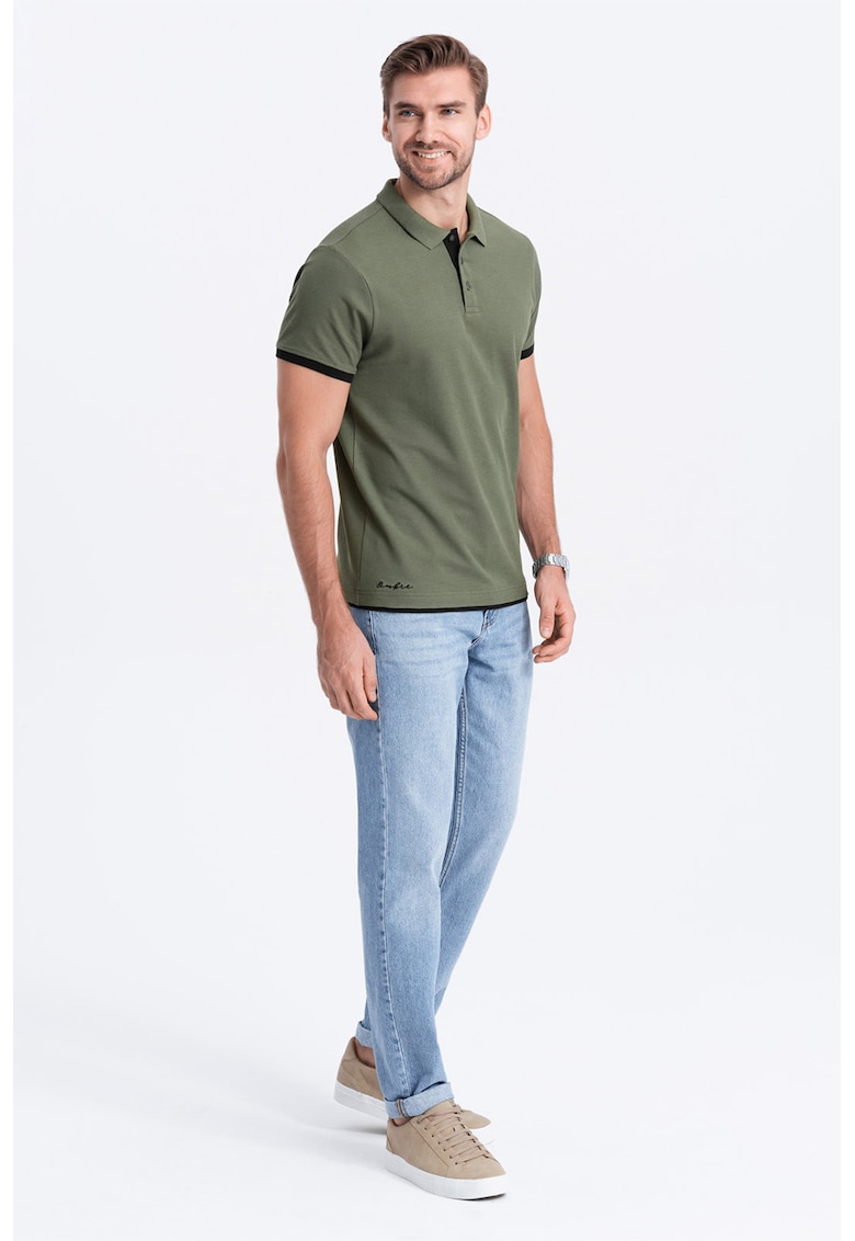 Tricou polo din bumbac pique - Kaki