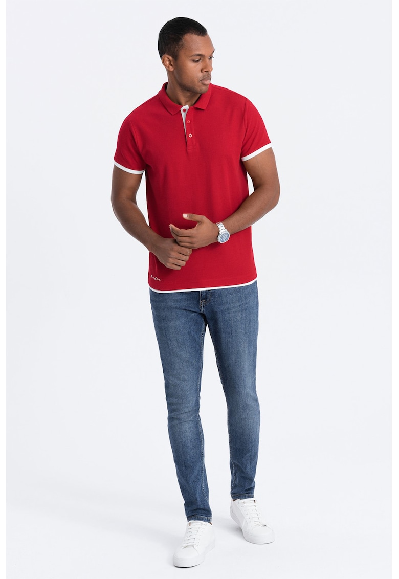 Tricou polo din bumbac pique - Rosu