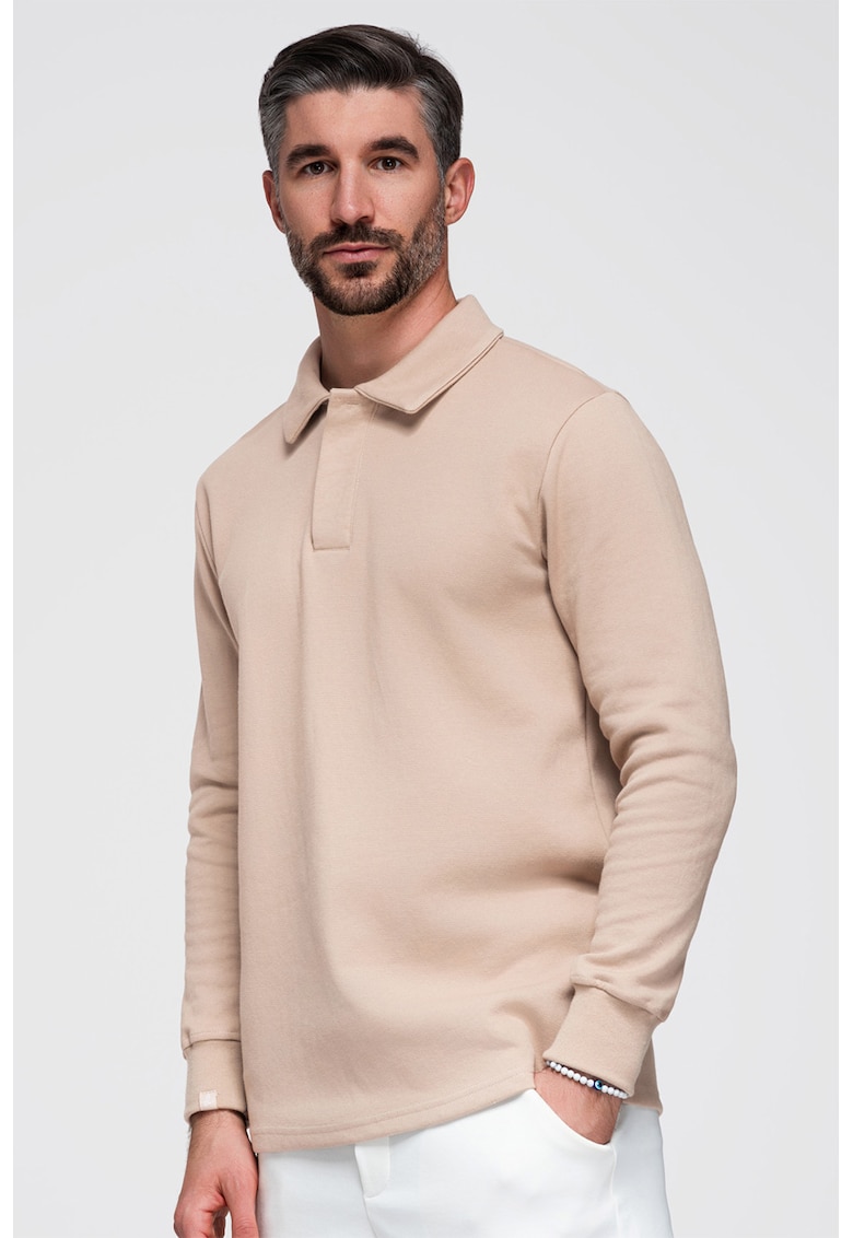 Ombre Bluza polo din amestec de bumbac - Bej deschis