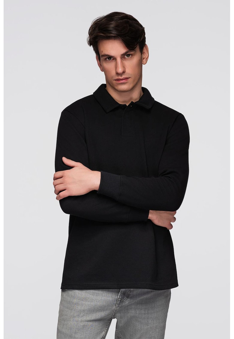 Ombre Bluza polo din amestec de bumbac - Negru