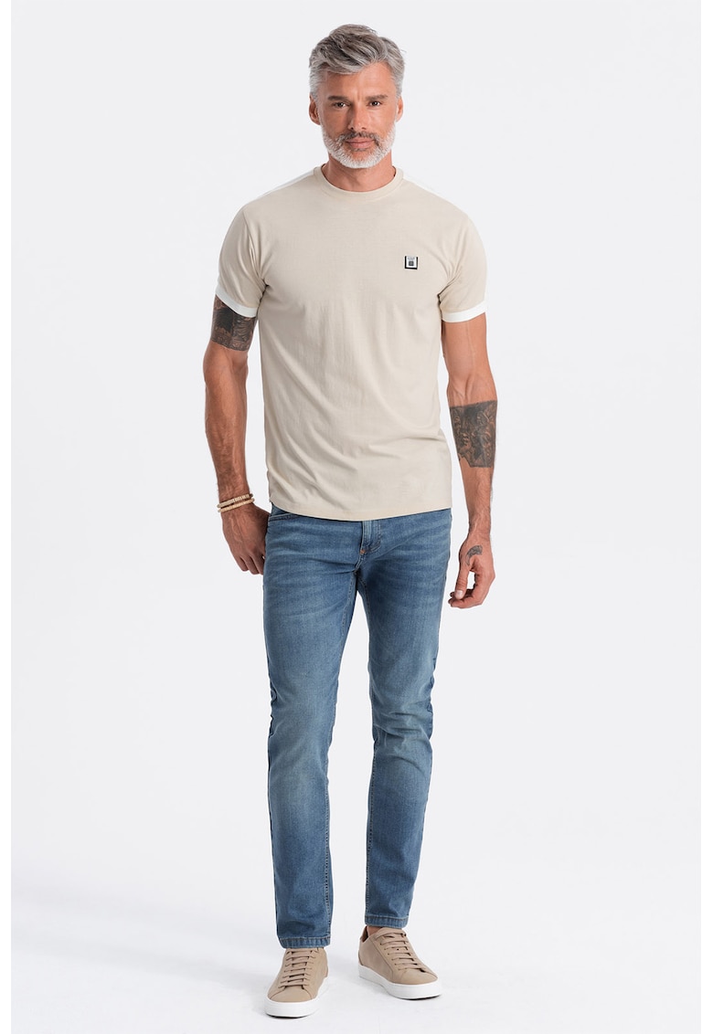 Tricou cu decolteu rotund - Maro nisip