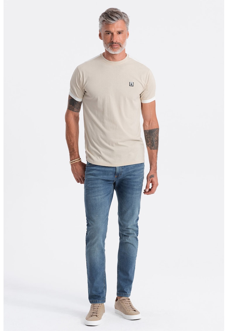 Tricou cu decolteu rotund - Maro nisip