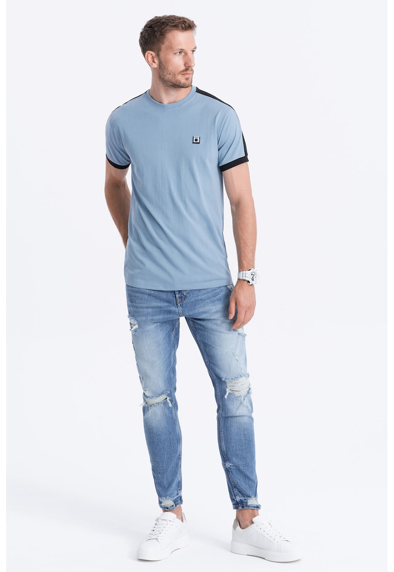 Tricou cu decolteu rotund - Albastru deschis