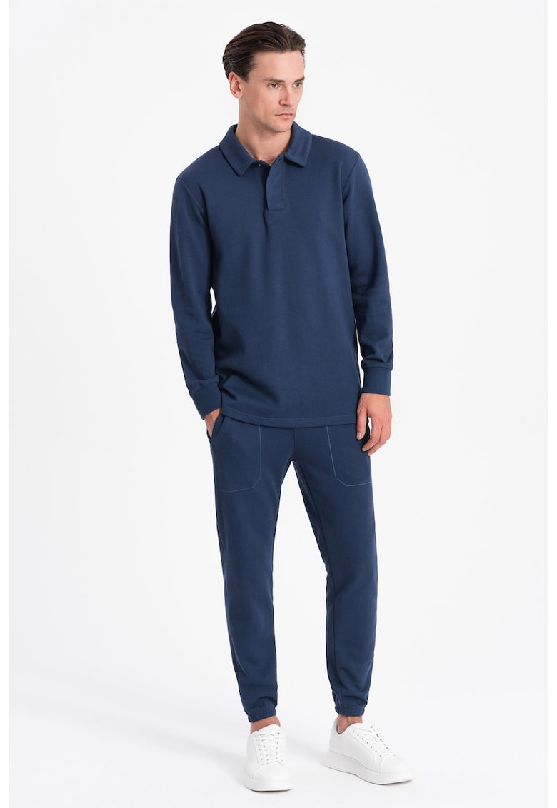 Ombre Set de bluza polo si pantaloni de trening - Bleumarin