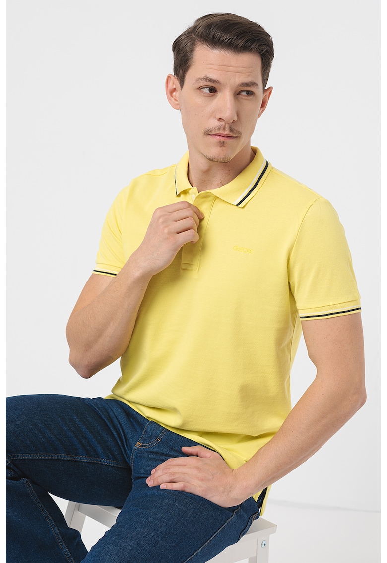 Tricou polo de bumbac cu aspect pique