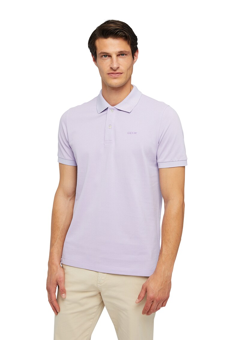 Tricou polo de bumbac cu logo brodat pe piept