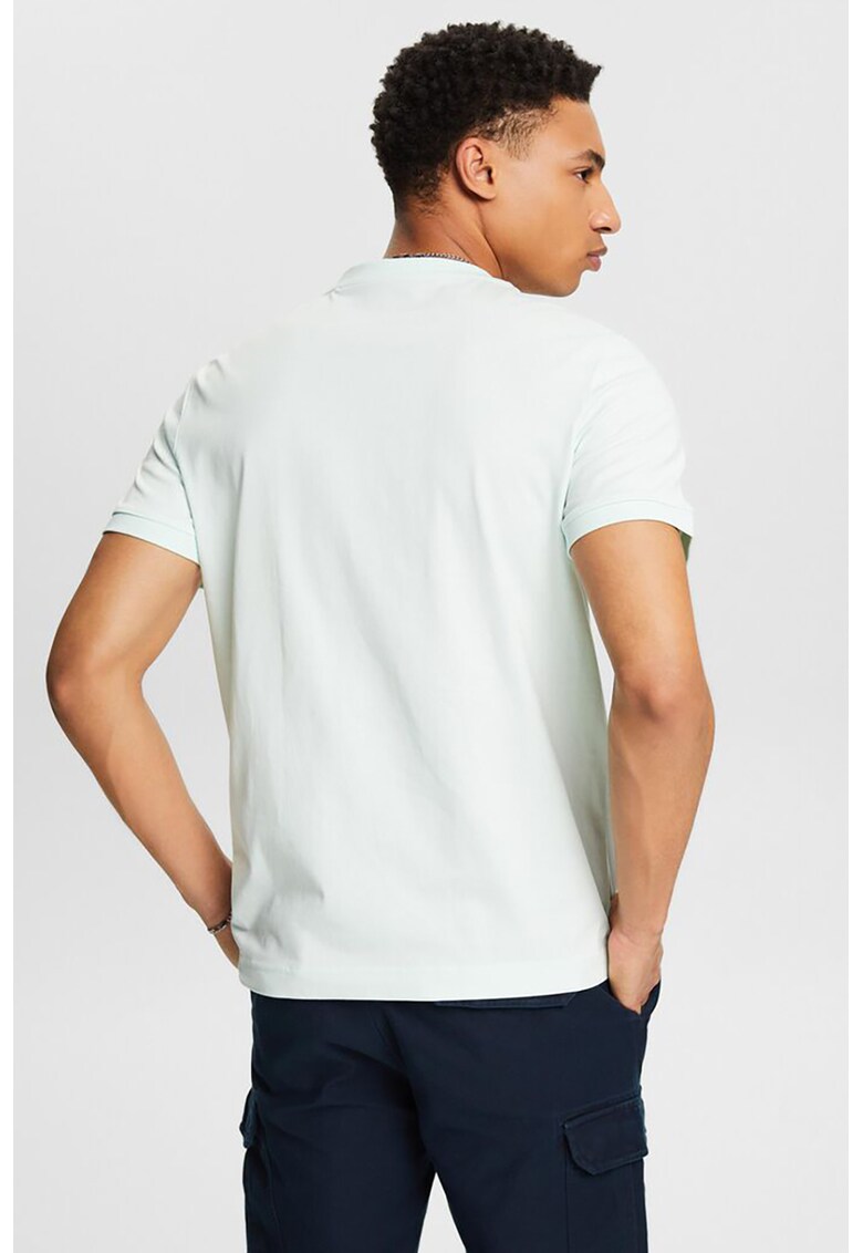 Tricou de bumbac organic cu decolteu Henley