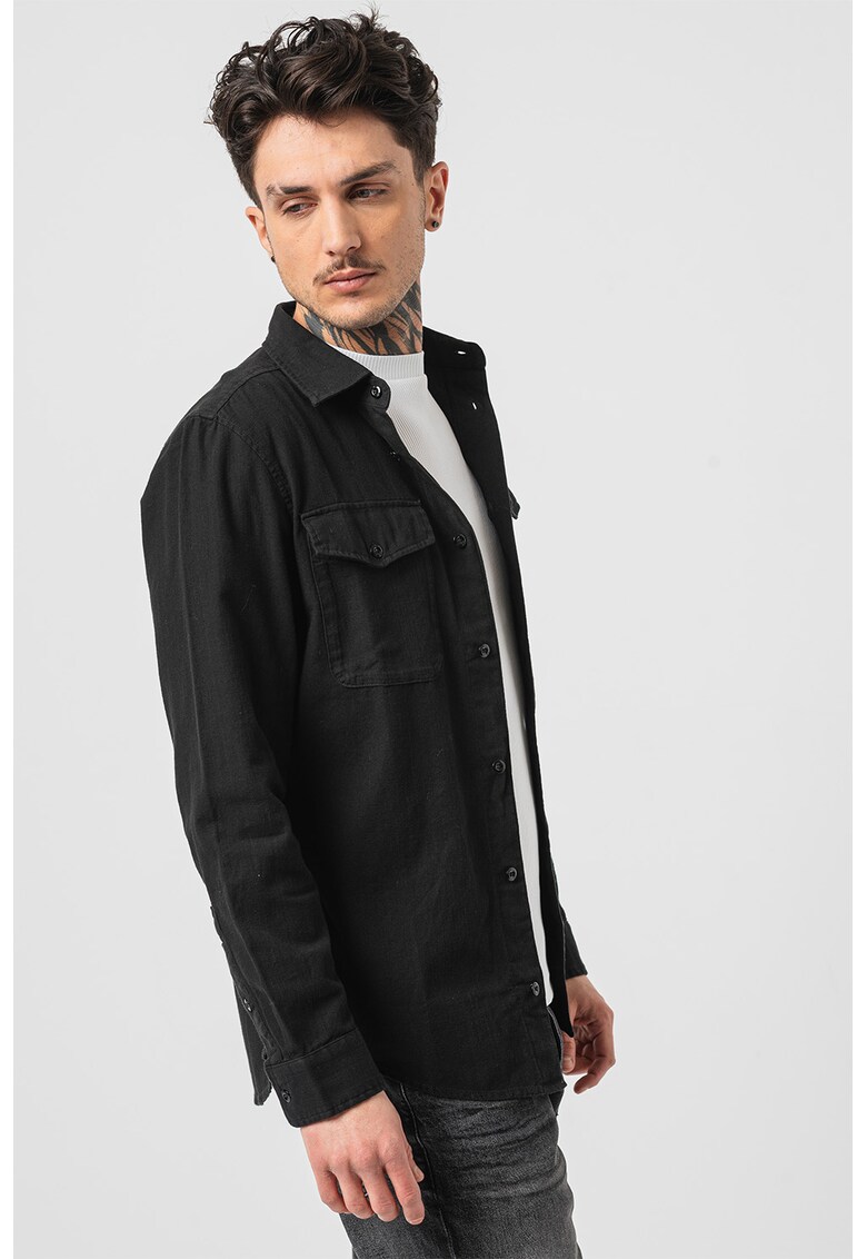 Camasa slim fit cu buzunare aplicate Marine