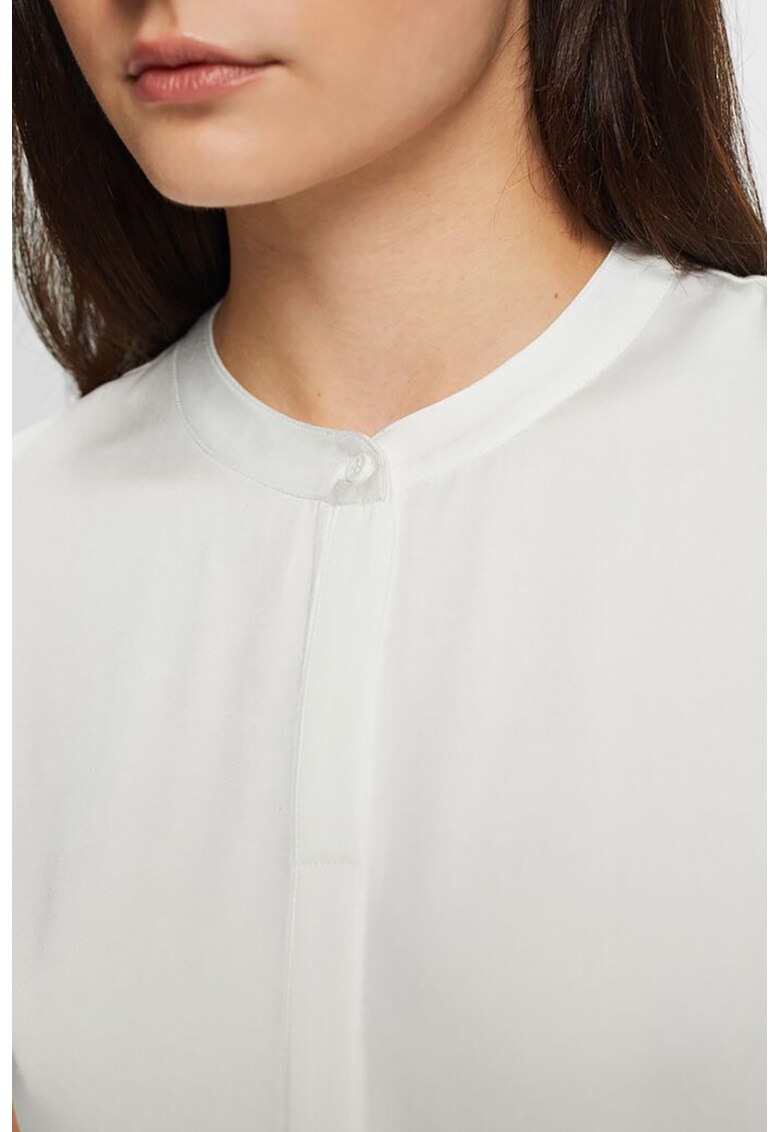 Tricou din amestec de modal cu guler Mao