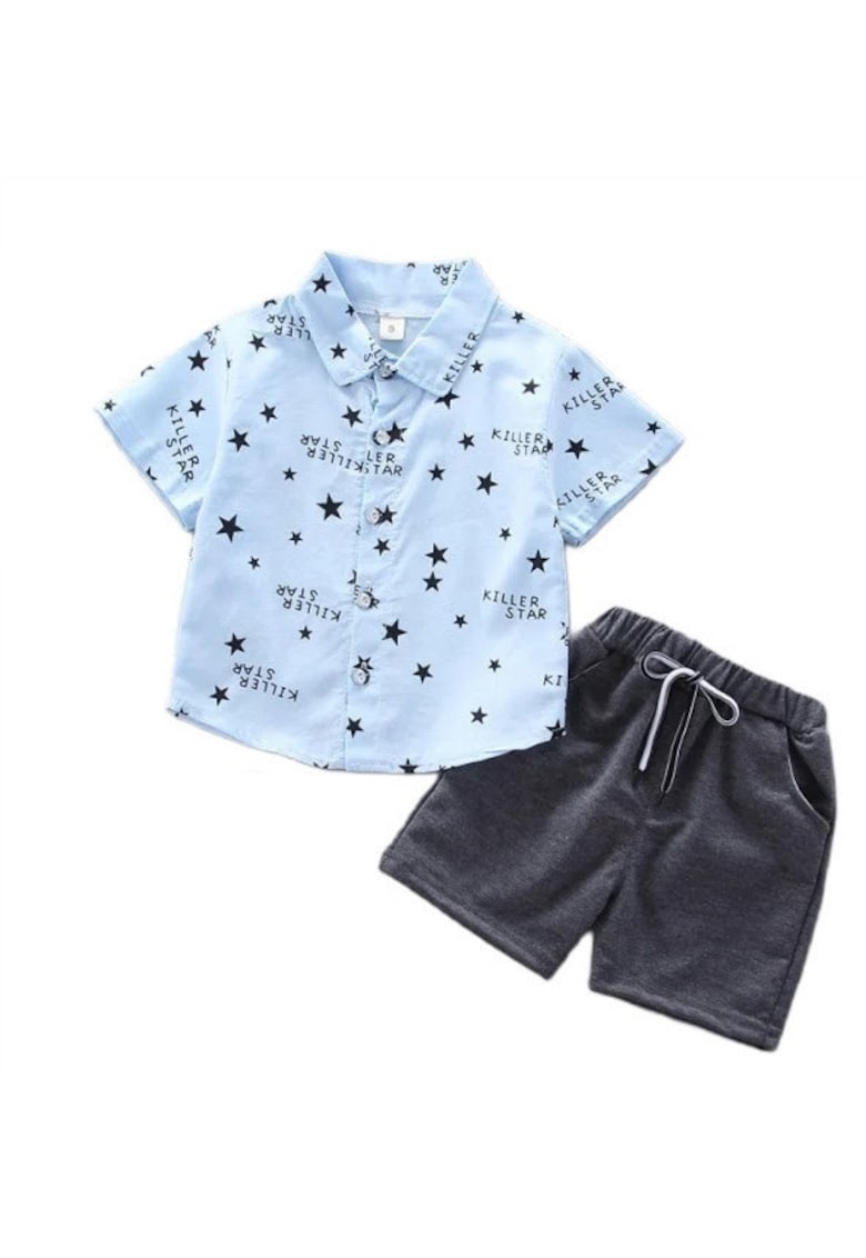 Compleu SuperBebeShop - Cu Camasa Cu Stelute - Baieti - Maneca scurta - Multicolor