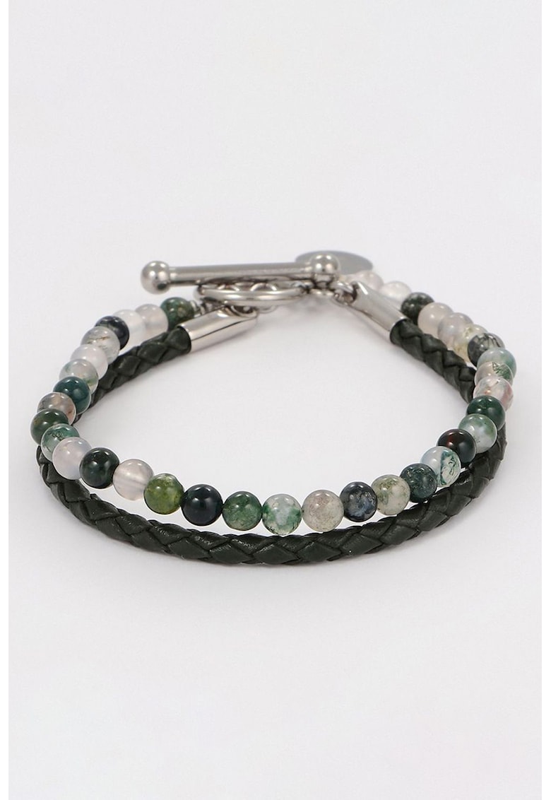 Bratara din piele cu pietre de agat