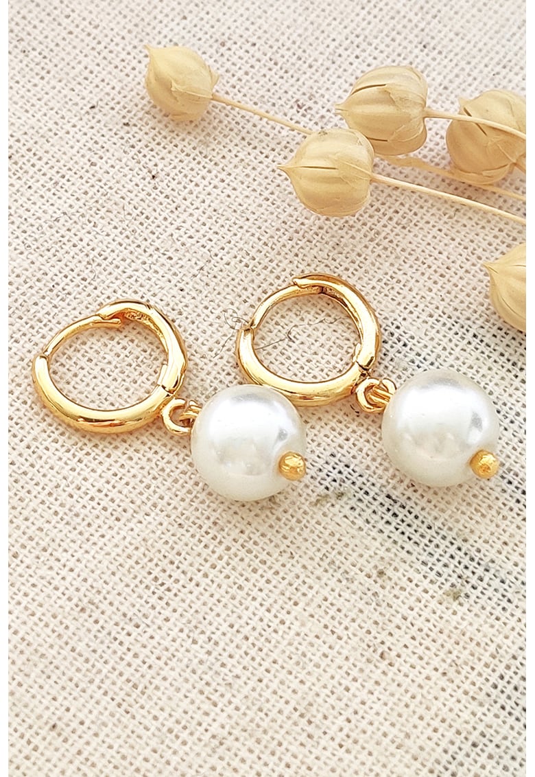 Cercei rotunzi cu perle sintetice