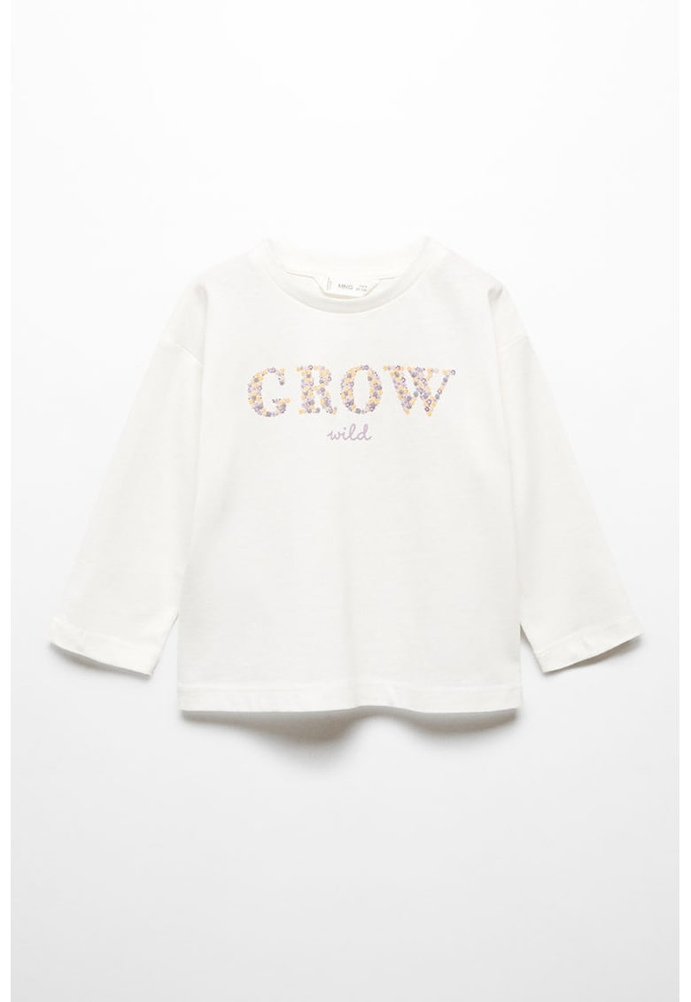 Bluza cu decolteu la baza gatului si text Wild