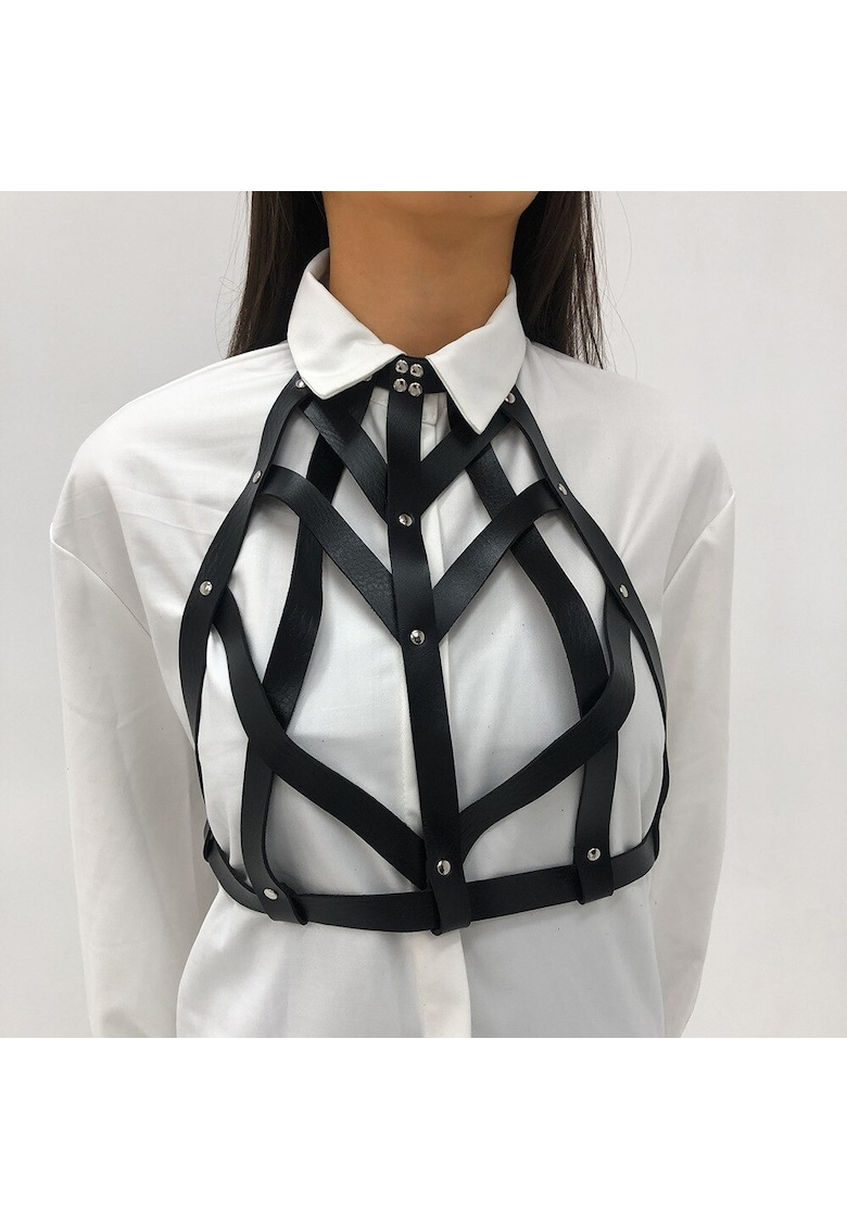 Ham negru - tip sutien - din piele ecologica - Missy C22 -