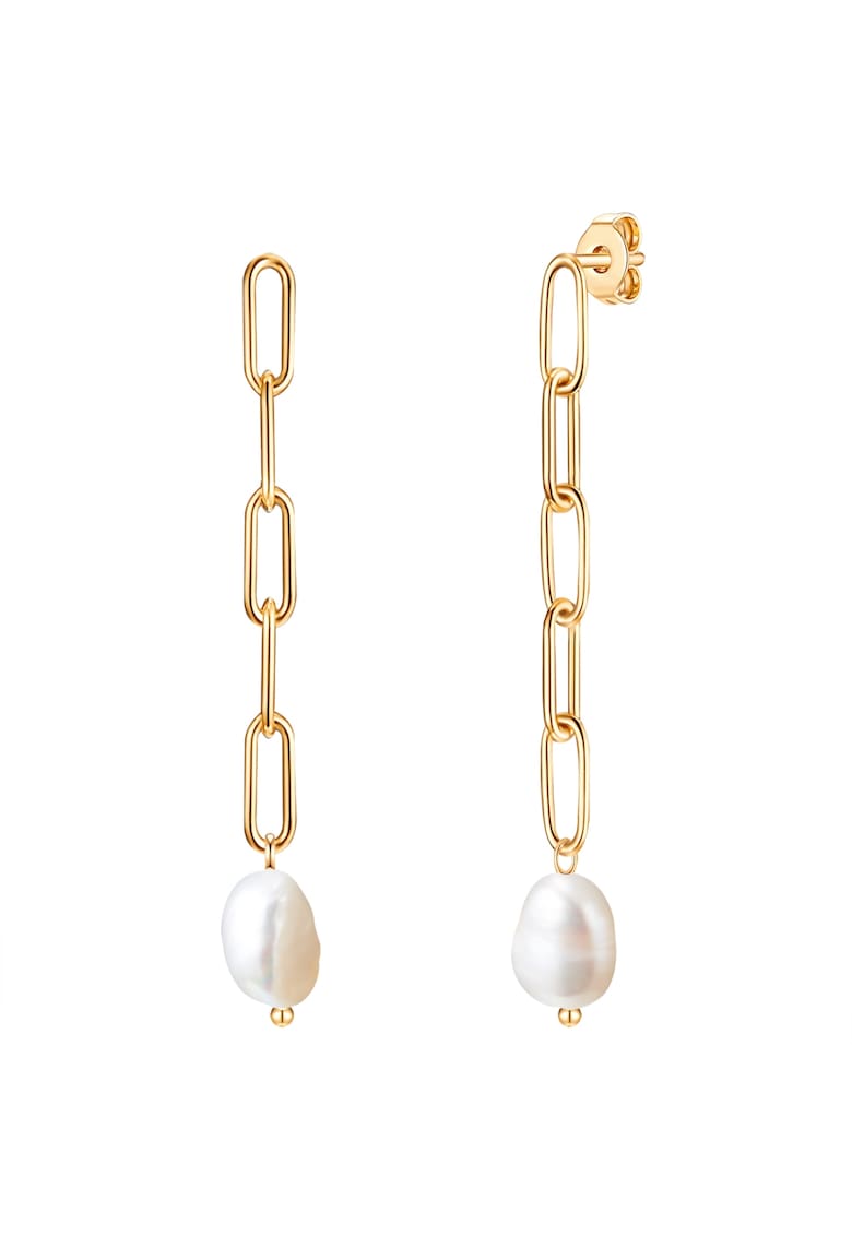 Valero Pearls Cercei cu design lant placati cu aur de 14k