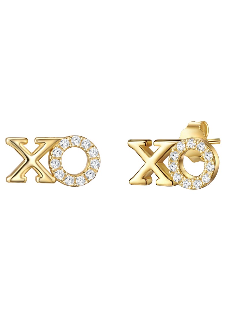 Cercei placati cu aur de 14k si decorati cu cristale din zirconia