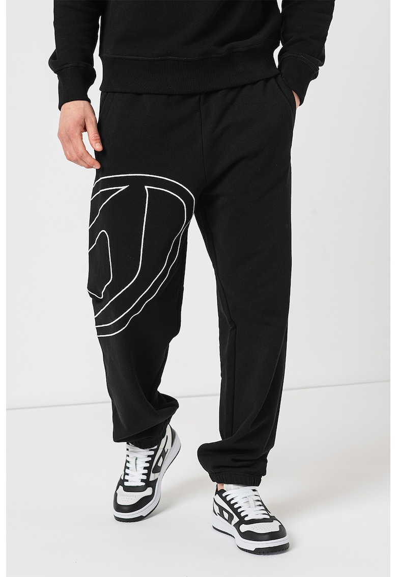 Pantaloni de trening cu imprimeu logo supradimensionat