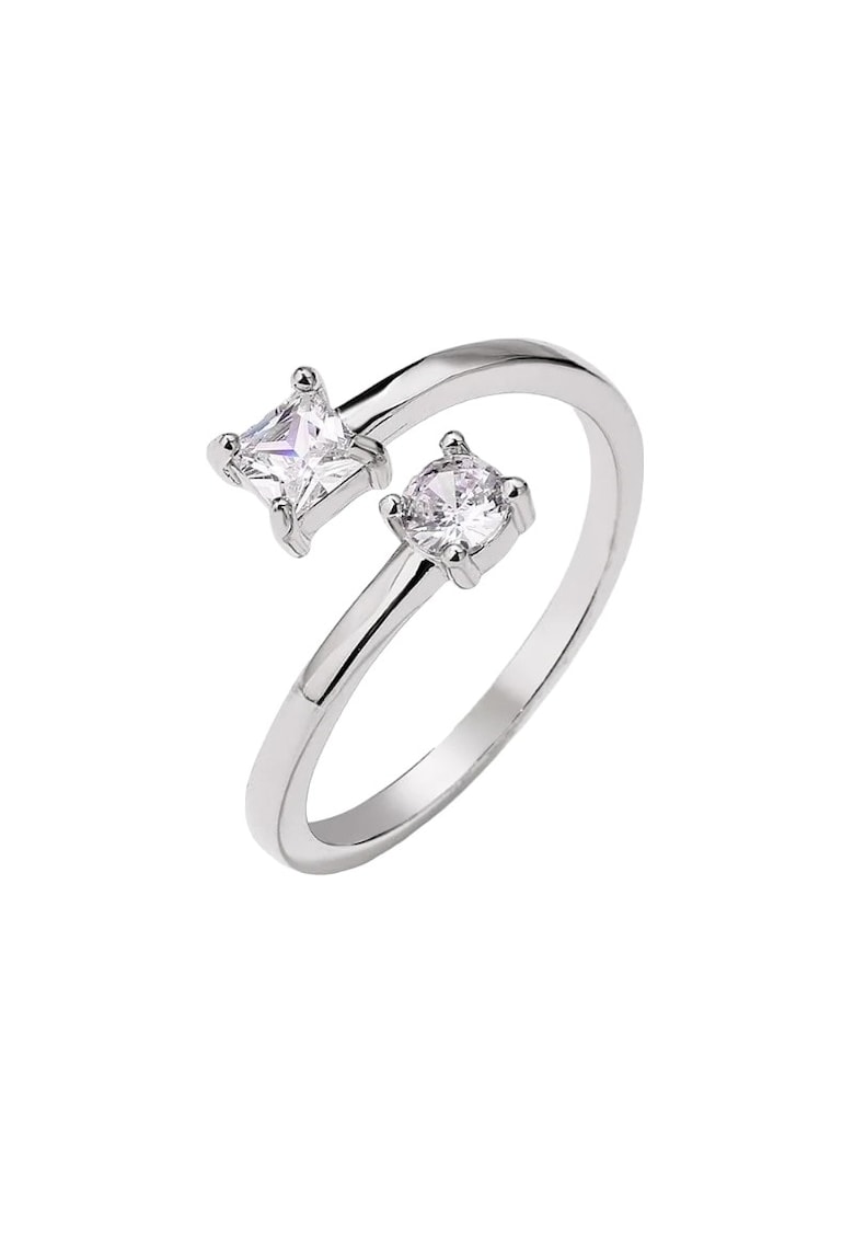 Inel argintiu - reglabil - cu pietre din zirconiu - Nadia C6 -