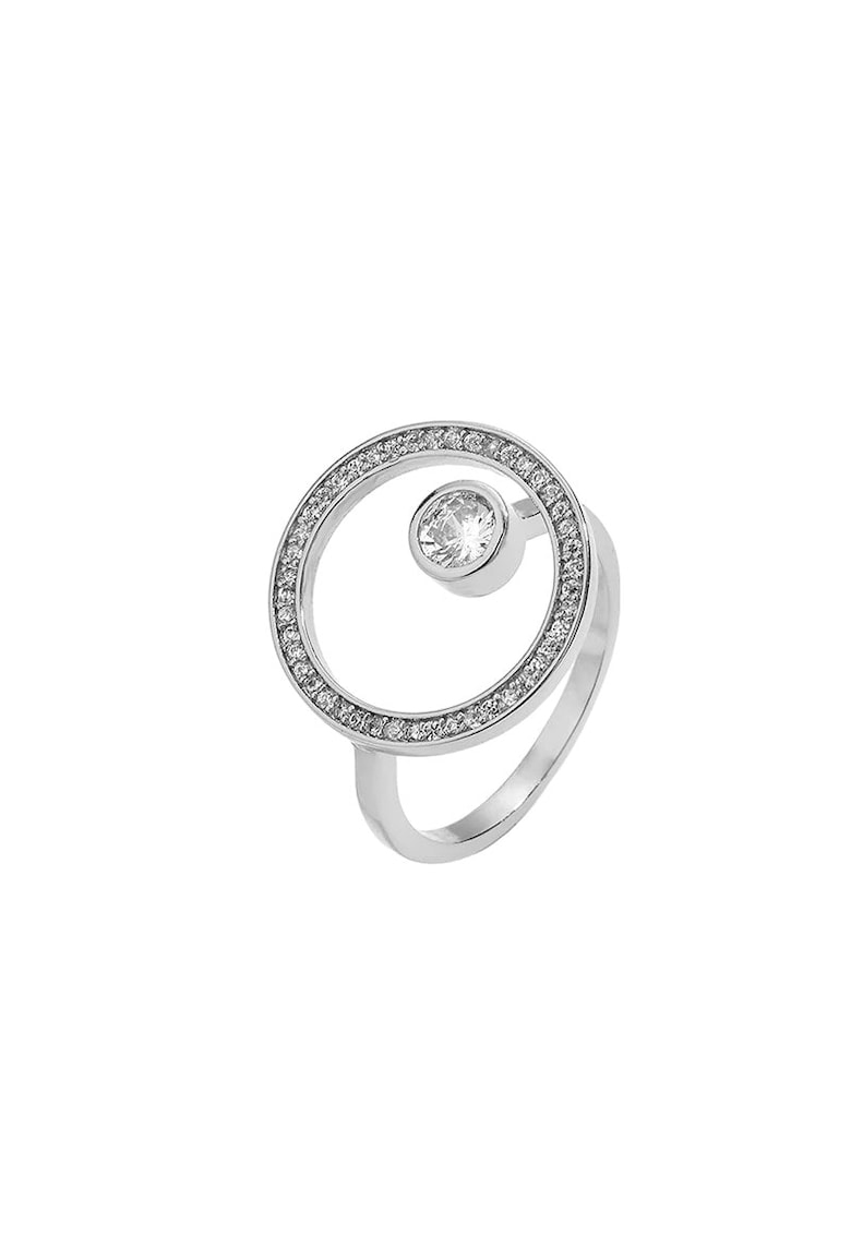 Inel argintiu - reglabil - forma de cerc - cu pietre din zirconiu - Mae C6 -