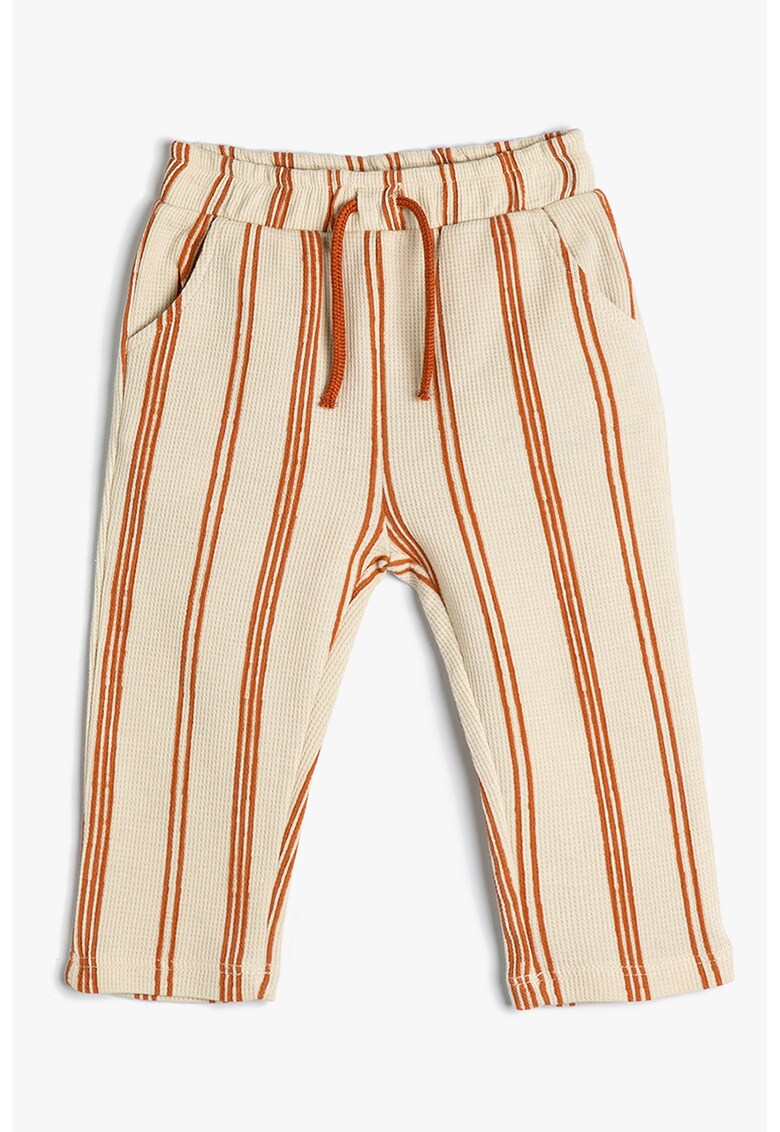 Pantaloni cu model in dungi si snur in talie