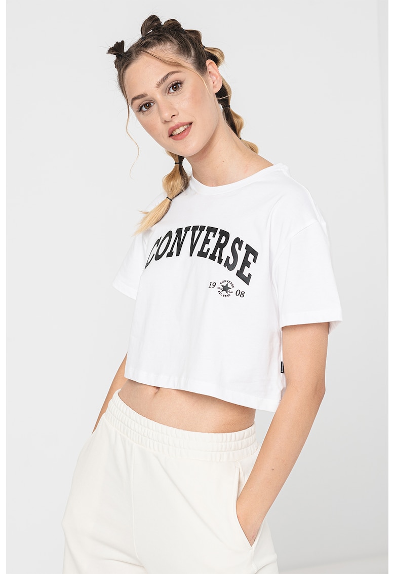 Tricou crop din bumbac Collegiate